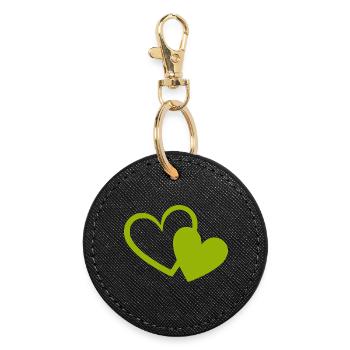 green heart green hearts heart pattern - Round Keyring - black - Front