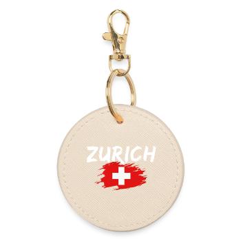 Zurich Switzerland - Round Keyring - oyster - Front