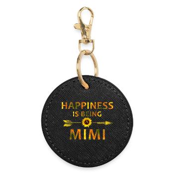Happiness Is Being Mimi – Sunflower Floral Shirt - Round Keyring - black - Front