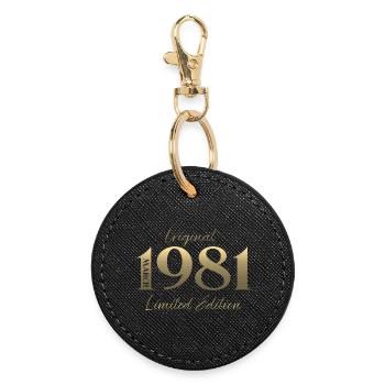 Cadeau du 45e anniversaire Mari Femme Mars 1981 - Porte-clés rond - noir - Devant