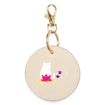 Artisan Cat Life – From Wheel to Tea - Round Keyring - oyster - Front