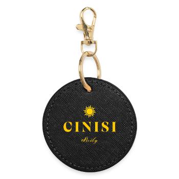 Cinisi Sizilien Sonne - Runder Schlüsselanhänger - Schwarz - Vorne