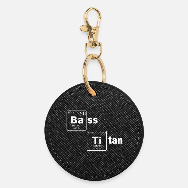 Bass Titanium Periodic Table Elements Nerd - Round Keyring - black