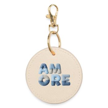 Patchwork Amore romantic gift for partner - Round Keyring - oyster - Front