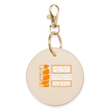 Oil Rig Oil Field - Round Keyring - oyster - Front