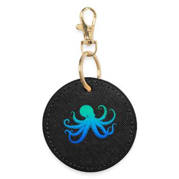 Octopus Boys Children Men's Octopus - Round Keyring - black - Front