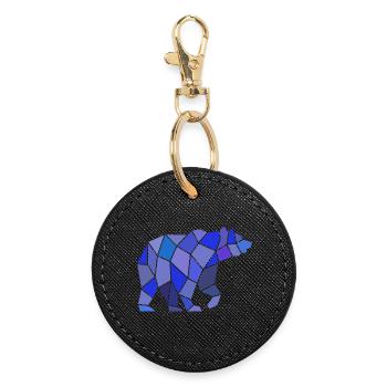 Geometrischer Bär aus Mosaik - Runder Schlüsselanhänger - Schwarz - Vorne