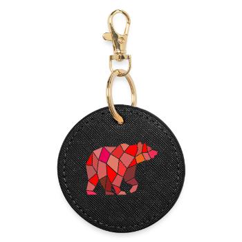 Geometrischer Bär aus Mosaik - Runder Schlüsselanhänger - Schwarz - Vorne