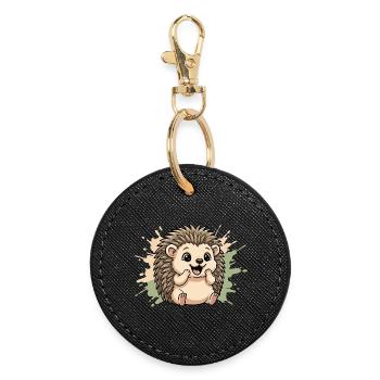Hérisson câlin sur un vaporisateur pastel - Porte-clés rond - noir - Devant