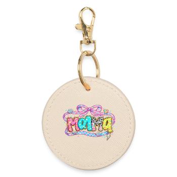 Cadeau Maman : Visuel Mama Rétro et Paillettes - Porte-clés rond - huître - Devant