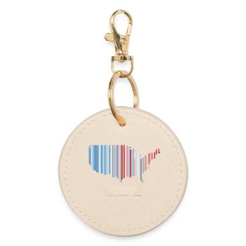 United States – Climate History Warming Stripes Map Print - Round Keyring - oyster - Front