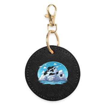 Île des Nuages au bord de la mer - Porte-clés rond - noir - Devant