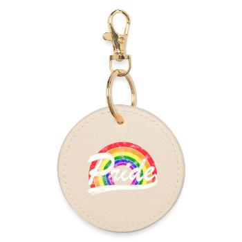 Gay Pride LGBT Regenbogen Flagge Vintage - Runder Schlüsselanhänger - Auster - Vorne