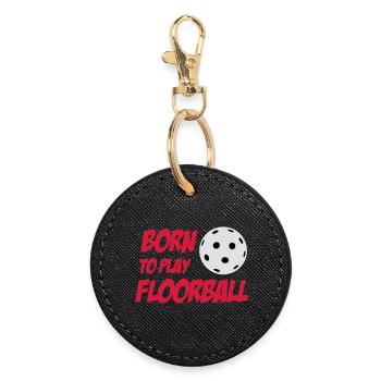 Born To Play Floorball - Round Keyring - black - Front