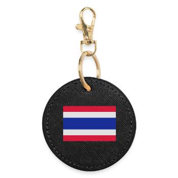 Thaiflagge - Runder Schlüsselanhänger - Schwarz - Vorne
