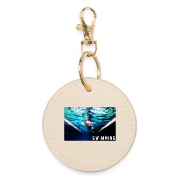Swimming - design - Round Keyring - oyster - Front