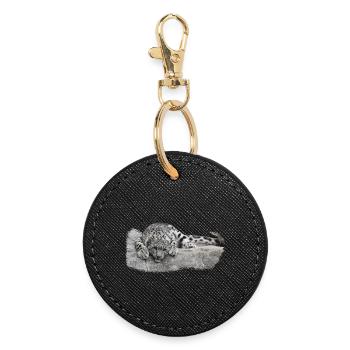 gifts big cat lovers, snow leopard boy - Round Keyring - black - Front