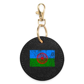 drapeau du peuple romani ou styago le romengo - Porte-clés rond - noir - Devant