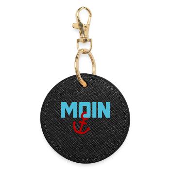 Moin ancre Ahoi Mer du Nord Mer Baltique plage vacances côte - Porte-clés rond - noir - Devant