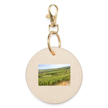 Weinfelder Weinberge Elsass Frankreich Poster - Runder Schlüsselanhänger - Auster - Vorne