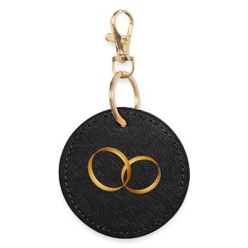 two gold rings - wedding ring - wedding - Round Keyring - black - Front