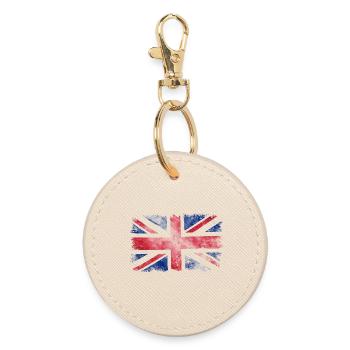 Watercolour Union Jack Splash - Round Keyring - oyster - Front