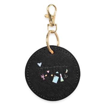 maritime delicate colorful symbols on the clothesline - Round Keyring - black - Front