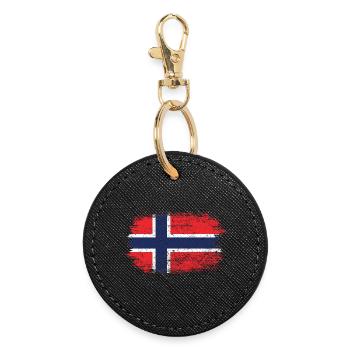 Norway Flag Brushstroke Cross - Round Keyring - black - Front