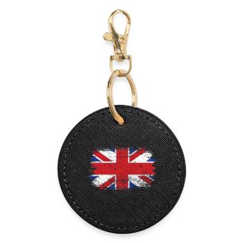 Brushstroke Union Jack Flag - Round Keyring - black - Front