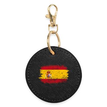 Pinselstrich-Emblem der spanischen Flagge - Runder Schlüsselanhänger - Schwarz - Vorne