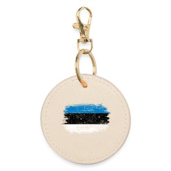 Blue-White Brushstroke Flag - Round Keyring - oyster - Front