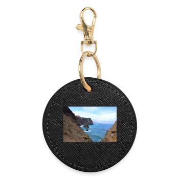 Madeira Portugal Poster - Round Keyring - black - Front
