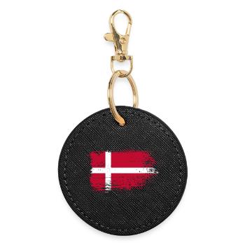 Imprimé drapeau danois grunge - Porte-clés rond - noir - Devant