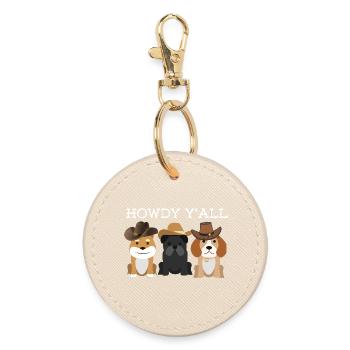 Howdy Y'all - Dog Lovers - Runder Schlüsselanhänger - Auster - Vorne