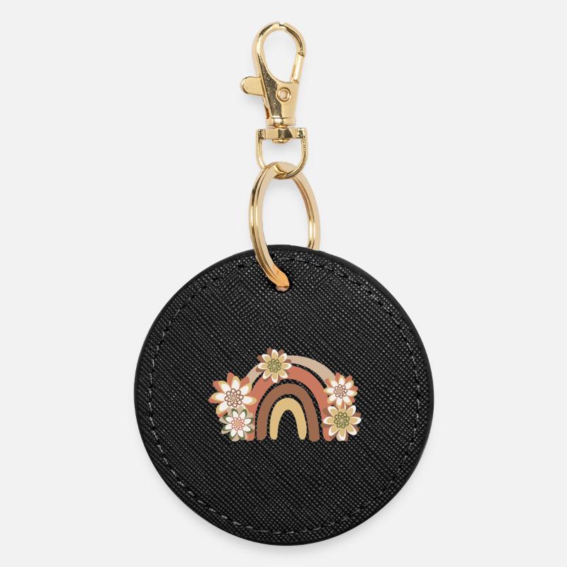 Rainbow Boho, Bohème - Porte-clés rond - noir