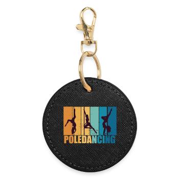 Poledancing Pole dance Vintage Retro Gift - Porte-clés rond - noir - Devant