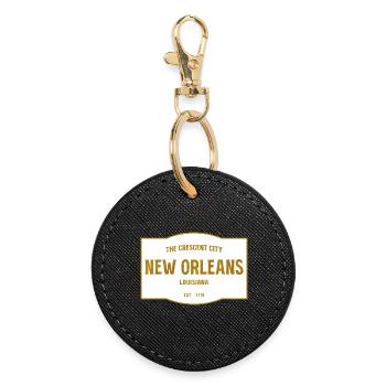 Emblème de Crescent City à La Nouvelle-Orléans - Porte-clés rond - noir - Devant