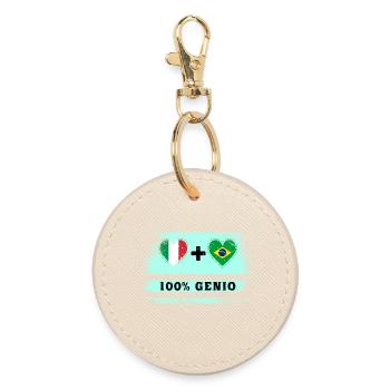 Italy and Brazil 100% genius flag - Round Keyring - oyster - Front