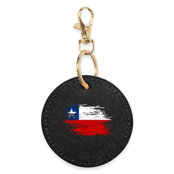 Chile Flagge used - Runder Schlüsselanhänger - Schwarz - Vorne