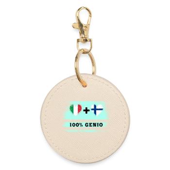 Italy and Finland 100% Engineer Flag - Round Keyring - oyster - Front