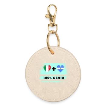 Italy and El Salvador 100% genius flag - Round Keyring - oyster - Front