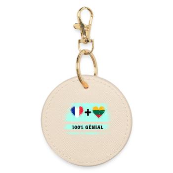 Flag France and Lithuania 100% awesome - Round Keyring - oyster - Front