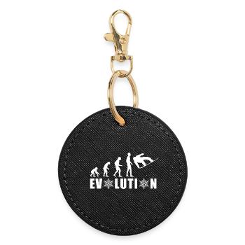 EVOLUTION SNOWBOARD Schnee Winter Geschenk - Runder Schlüsselanhänger - Schwarz - Vorne