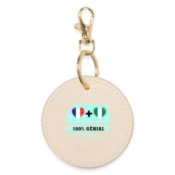 Flag France and Nigeria 100% awesome - Round Keyring - oyster - Front