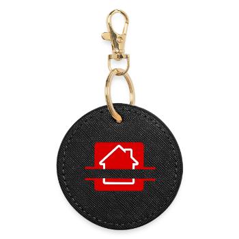 Haus rot Immobilienmakler - Runder Schlüsselanhänger - Schwarz - Vorne