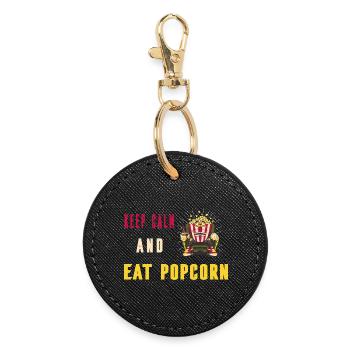 Reste calme et mange du pop-corn - Porte-clés rond - noir - Devant