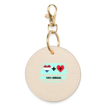 Netherlands and Albania 100% Genius flag - Round Keyring - oyster - Front