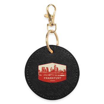 Badge rouge de la Skyline de Francfort - Porte-clés rond - noir - Devant