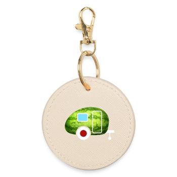 Melon Caravan Caravan Retro Summer Camping Fan - Round Keyring - oyster - Front
