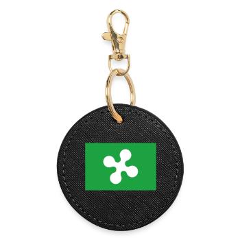 Lombardy Italy - Round Keyring - black - Front